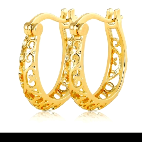 Gold sterling Hoops - Picture 3 of 3